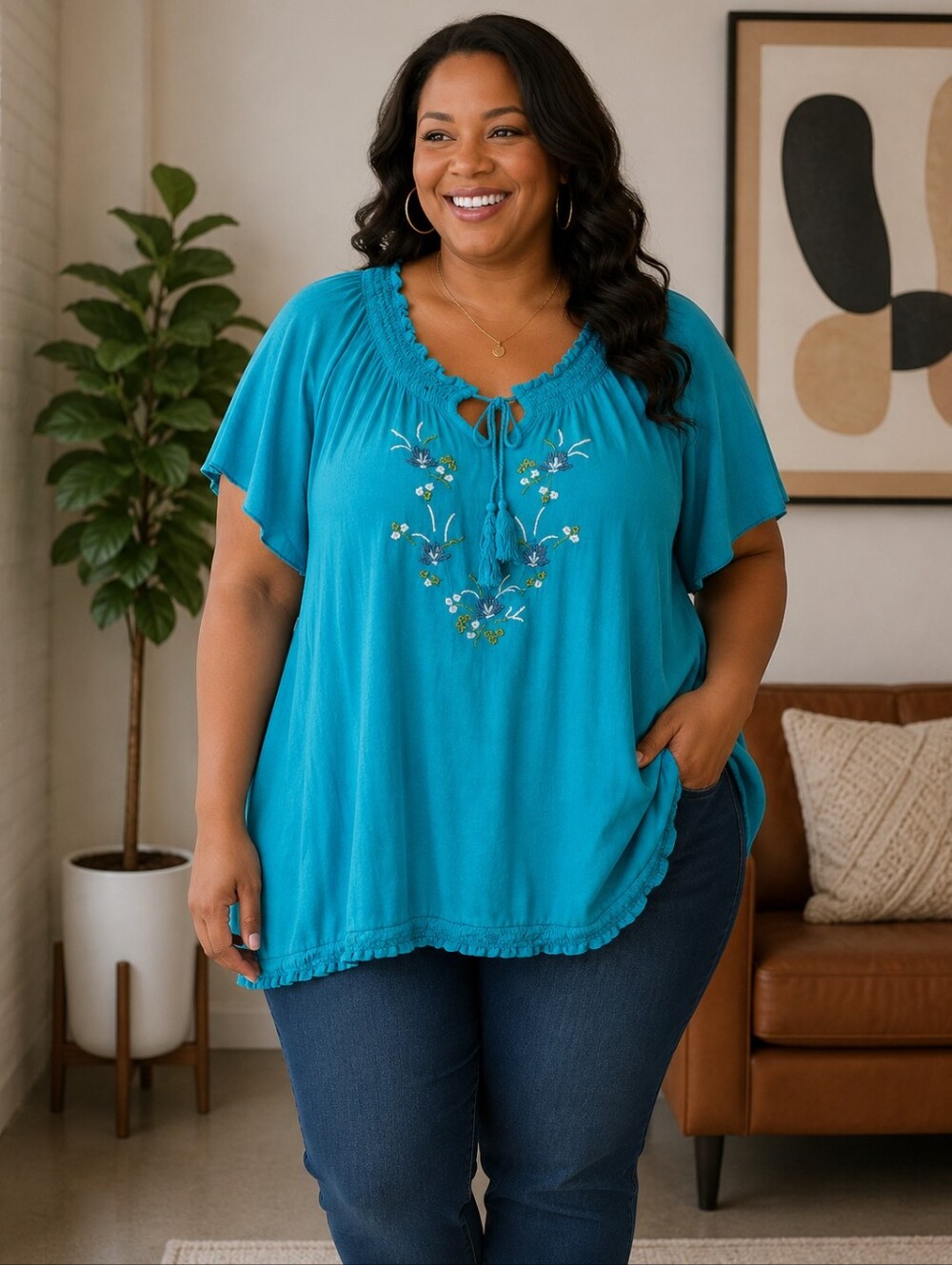 Faded Glory Blue Tunic Top Women's Plus Size 4X